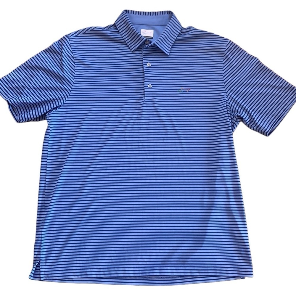 Greg Norman‎ Blue Striped Golf Polo Shirt Size L